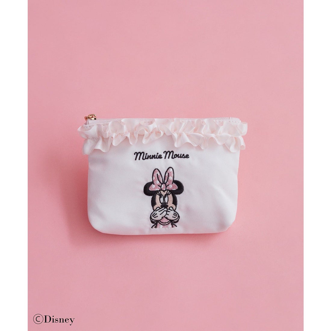 メゾン ド フルール Maison de FLEUR Minnie Mouse/刺繍フリルポーチ
