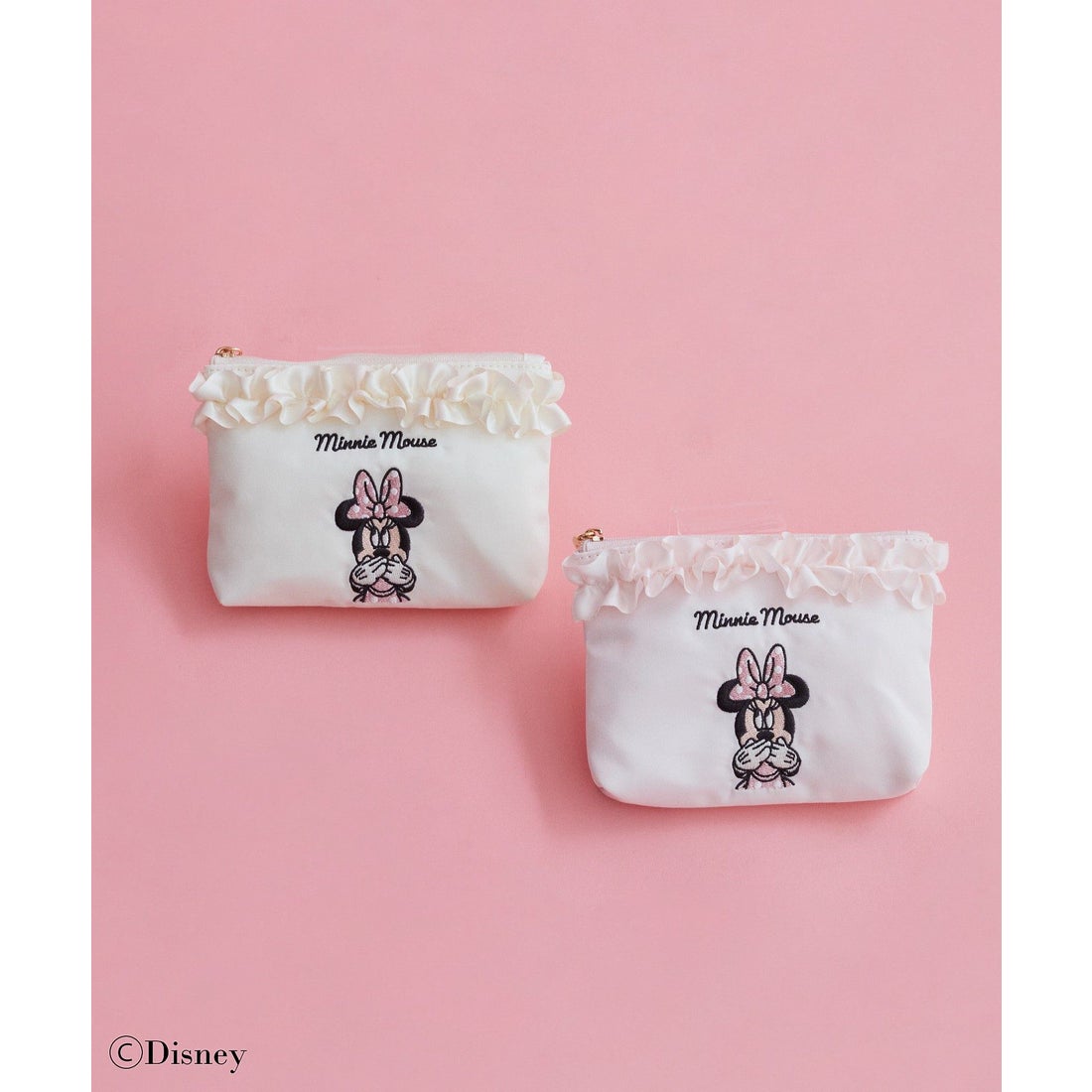 メゾン ド フルール Maison de FLEUR Minnie Mouse/刺繍フリルポーチ