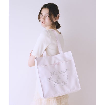 メゾン ド フルール Maison de FLEUR サテンレースビジューロゴトート （ブラック）｜詳細画像