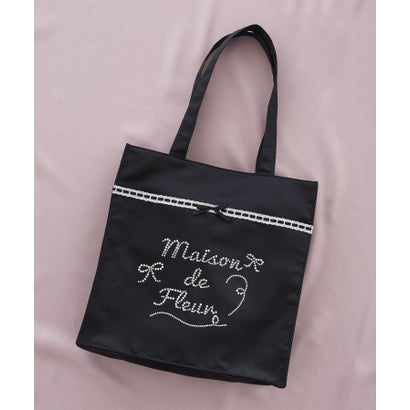 メゾン ド フルール Maison de FLEUR サテンレースビジューロゴトート （ピンク）｜詳細画像
