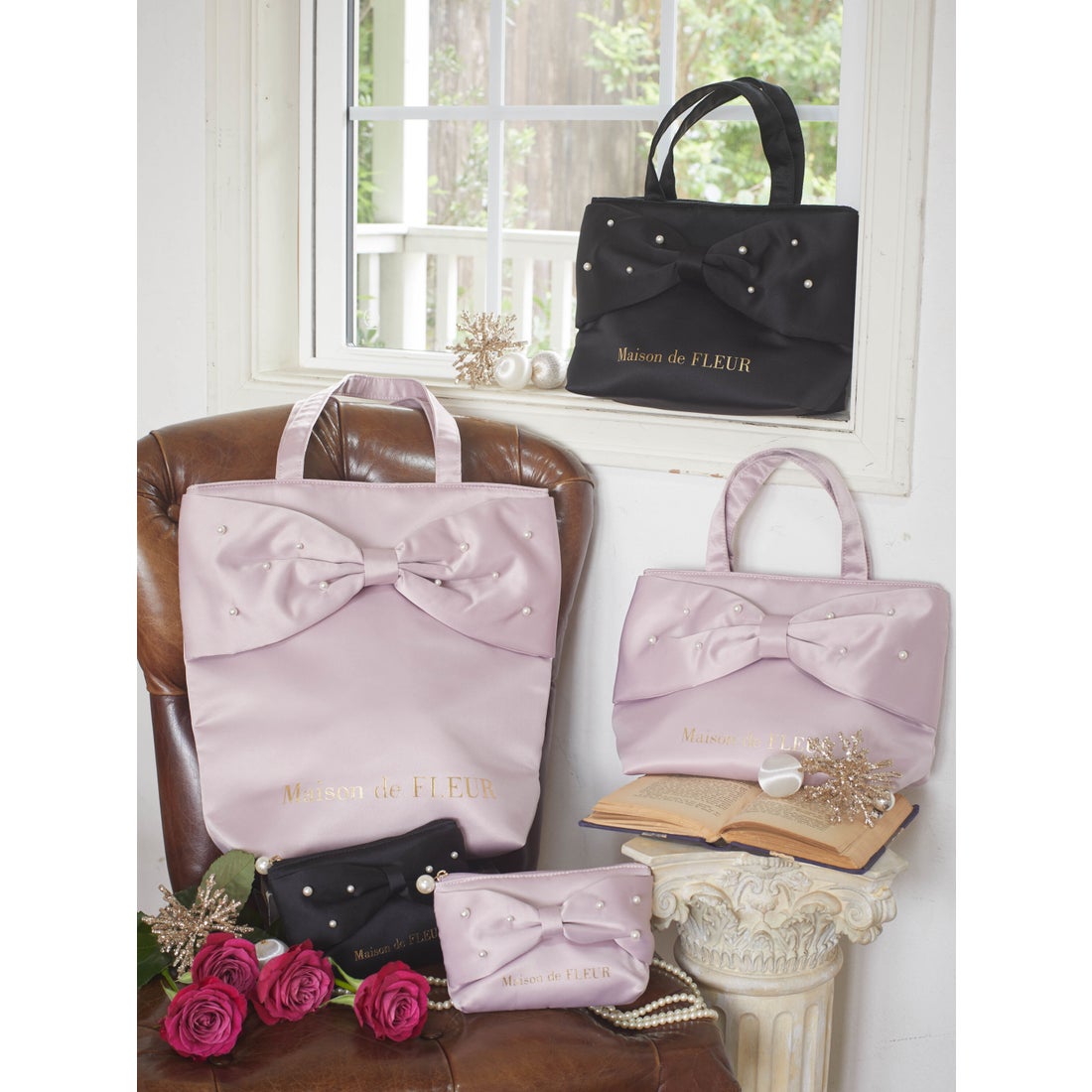 メゾン ド フルール Maison de FLEUR パールリボンSトートバッグ 