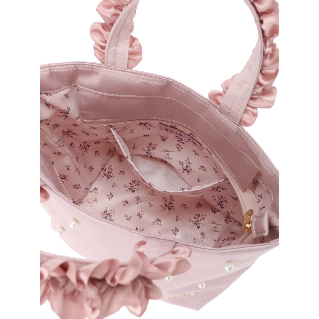 メゾン ド フルール Maison de FLEUR パールサテン2WAYトートバッグ 