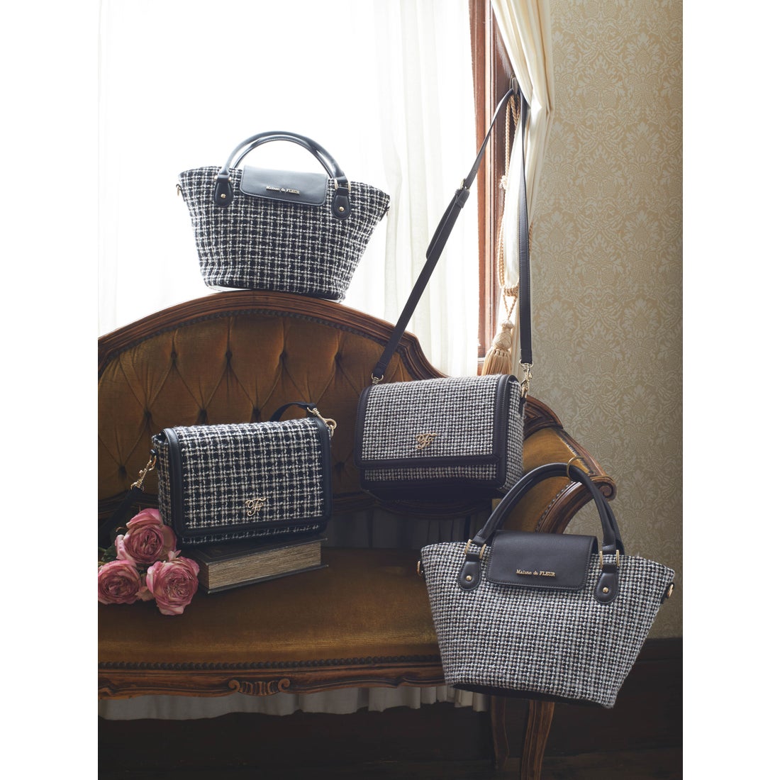 メゾン ド フルール Maison de FLEUR ツイードショルダーバッグ 