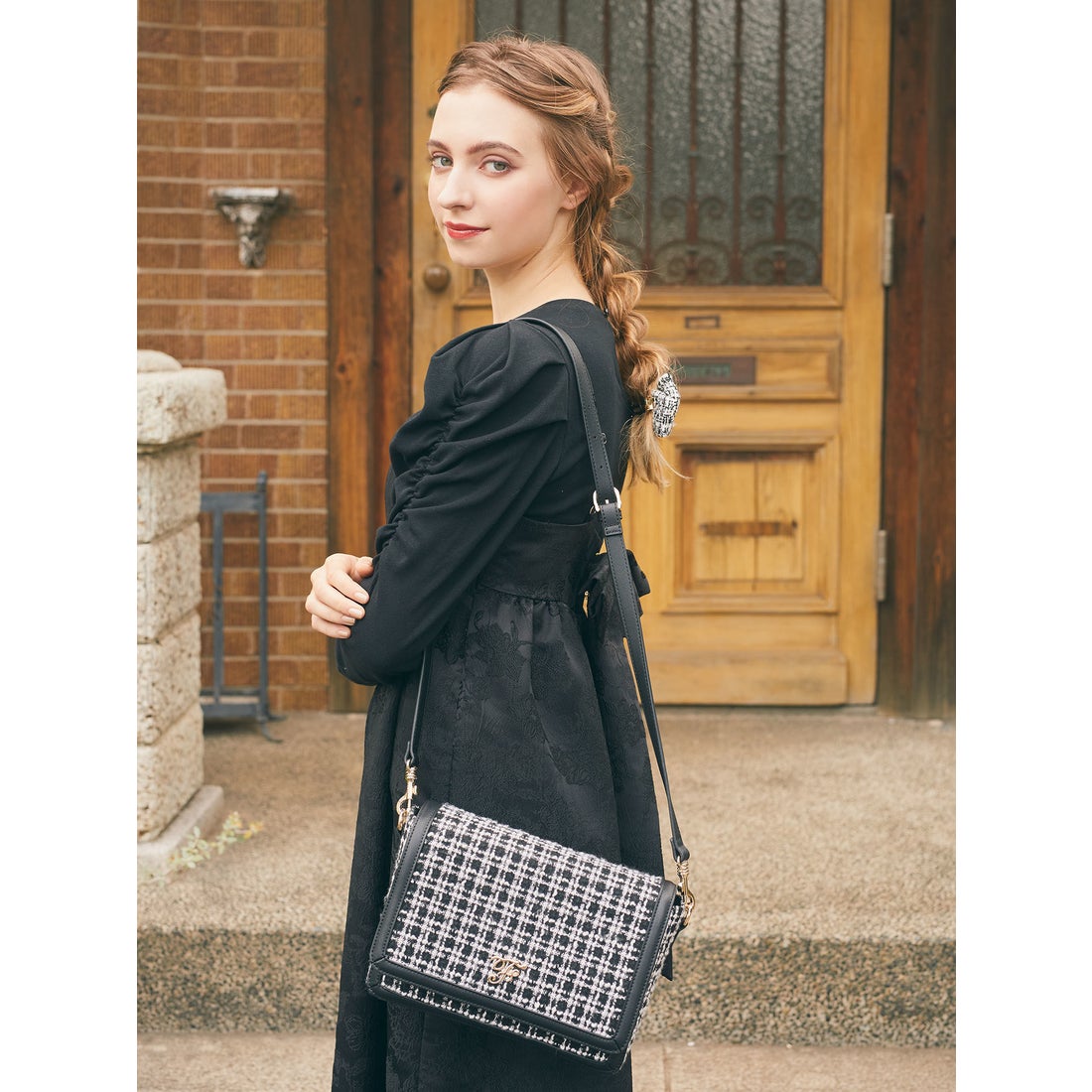 メゾン ド フルール Maison de FLEUR ツイードショルダーバッグ 