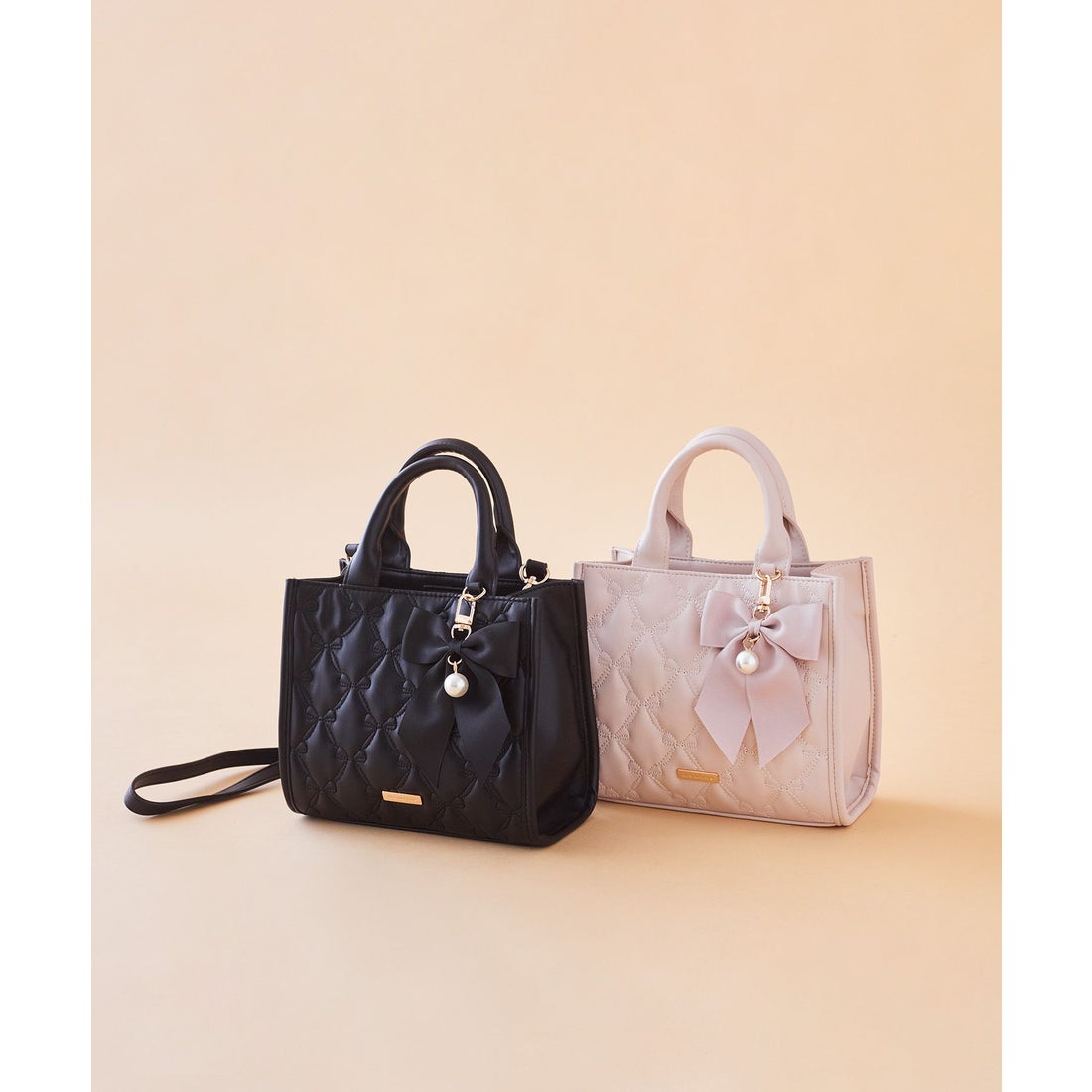 Maison de FLEUR リボンキルティング2Wayトートバッグ （ピンク 