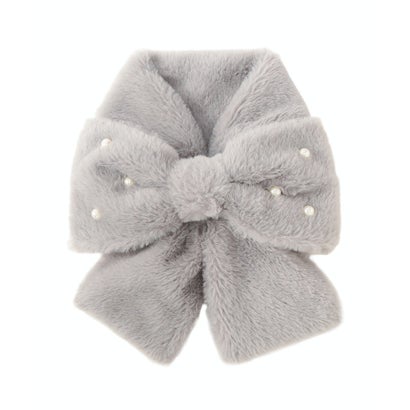 【手洗い可】パールリボン付きフェイクファーティペット （ピンク）｜詳細画像