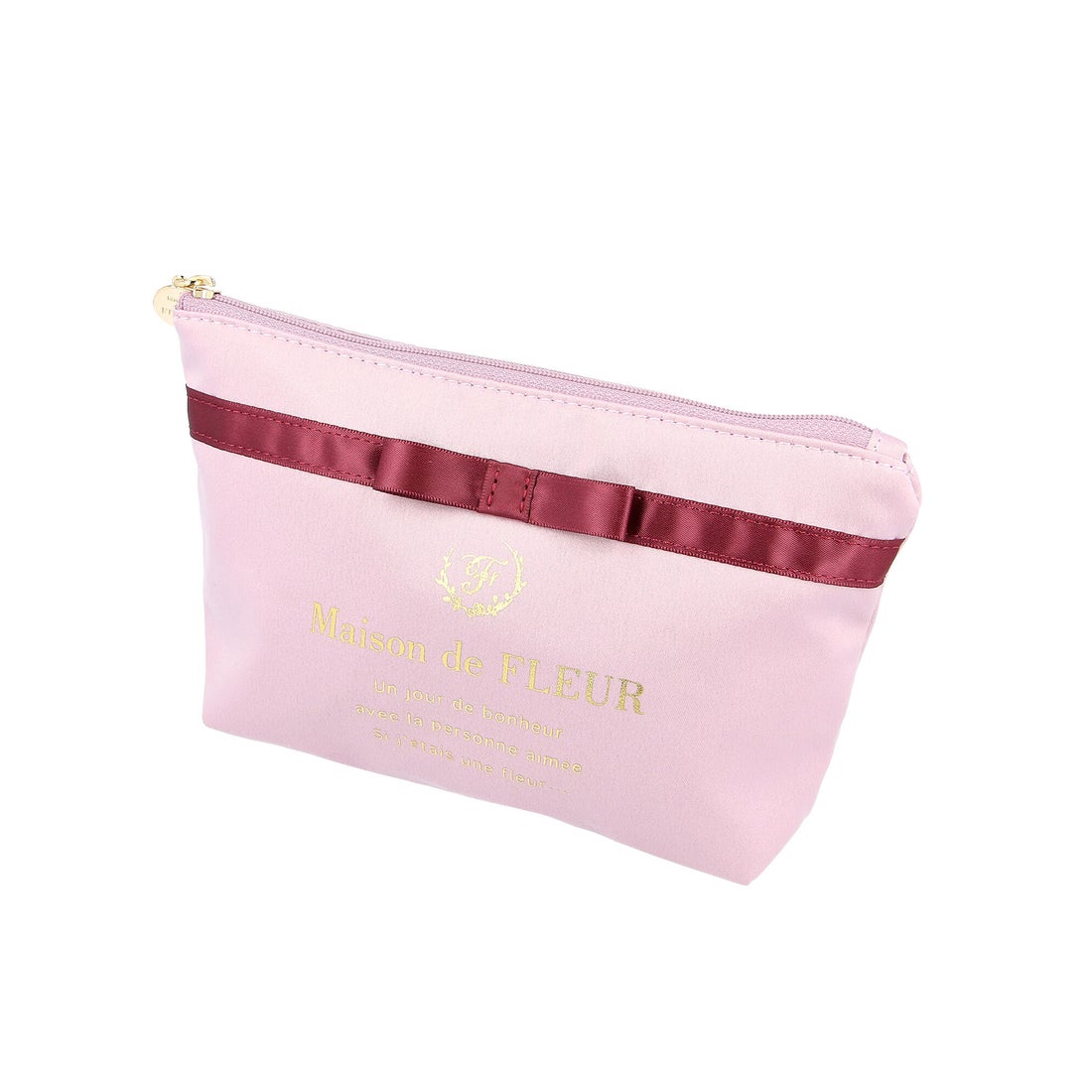 メゾン ド フルール Maison de FLEUR サテンブランドロゴポーチ 