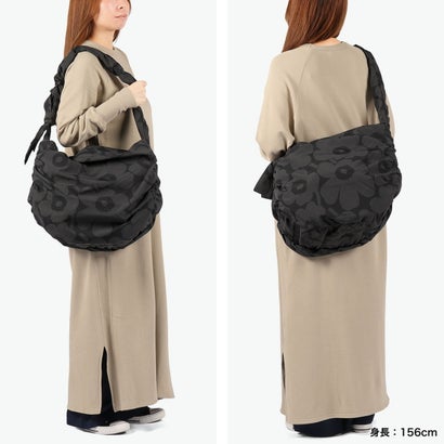 日本正規品 ショルダーバッグ レディース 大容量 ブランド 斜めがけバッグ 北欧デザイン 大人 軽量 かわいい 肩掛け 横型 ナイロン ラウンド A4サイズ Kukasta kukkaan Utu L （オリーブ×カーキグリーン）｜詳細画像