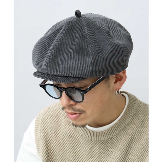 
                    キャスケット ハンチング 日本製 ベレー帽 キャスベレー （グレー-B(太畝コーデュロイ素材)）