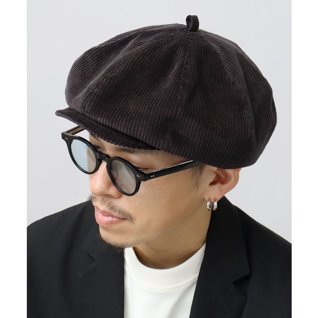 
                    キャスケット ハンチング 日本製 ベレー帽 キャスベレー （ブラック-B(太畝コーデュロイ素材)）
