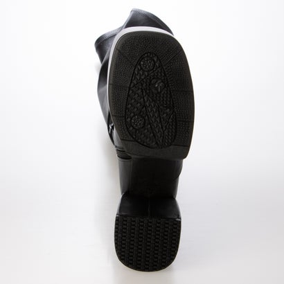 マフモフ Mafmof Mafmof(マフモフ)11.5cmバルキーヒール厚底プラットフォームストレッチニーハイブーツ （ブラック・PU）｜詳細画像