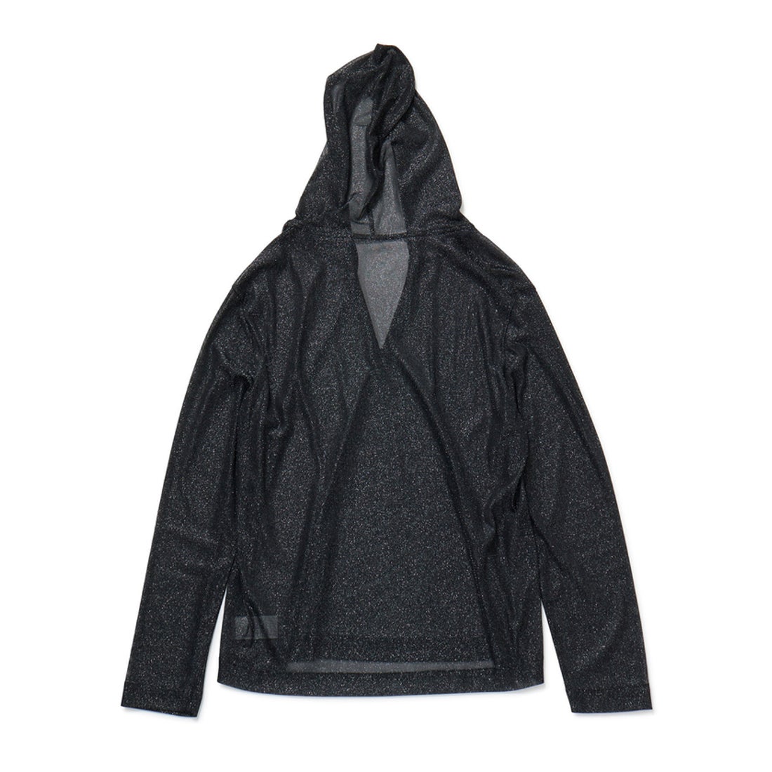 ムウトアール M TO R ［TOPS］OVERSIZE LAME SHEER HOODIE （ブラック