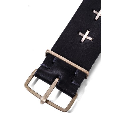 extra wide cross studded wrist band （Black）｜詳細画像