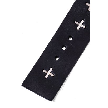 extra wide cross studded wrist band （Black）｜詳細画像
