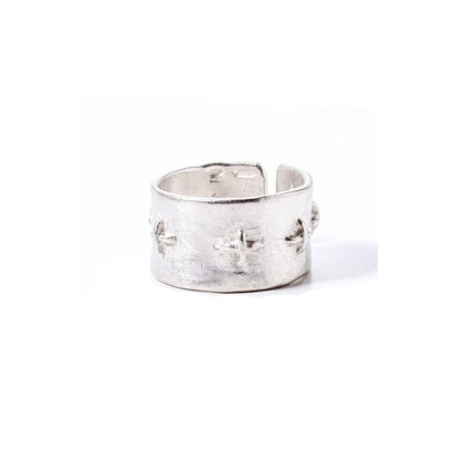 thick silver stitched multiple cross ring （Silver）｜詳細画像