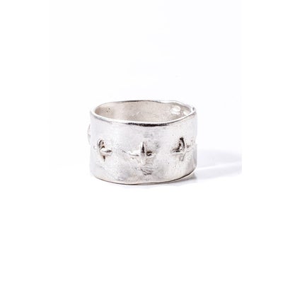 thick silver stitched multiple cross ring （Silver）｜詳細画像