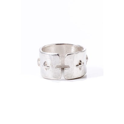 thick silver stitched multiple cross ring （Silver）｜詳細画像