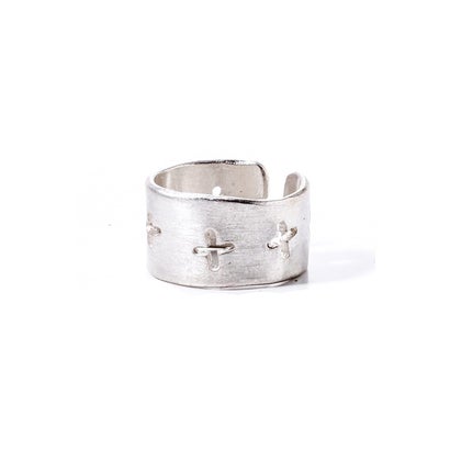 thick multiple cross cut ring （Silver）｜詳細画像