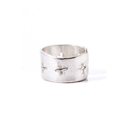 thick multiple cross cut ring （Silver）｜詳細画像