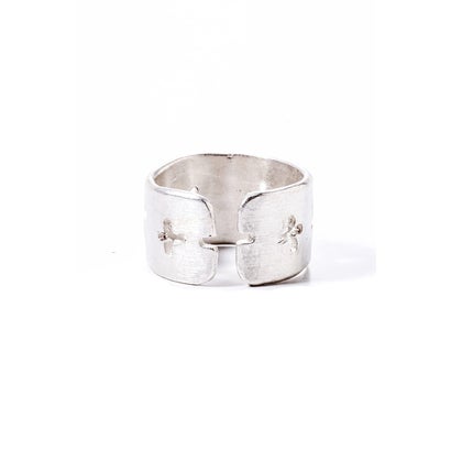 thick multiple cross cut ring （Silver）｜詳細画像