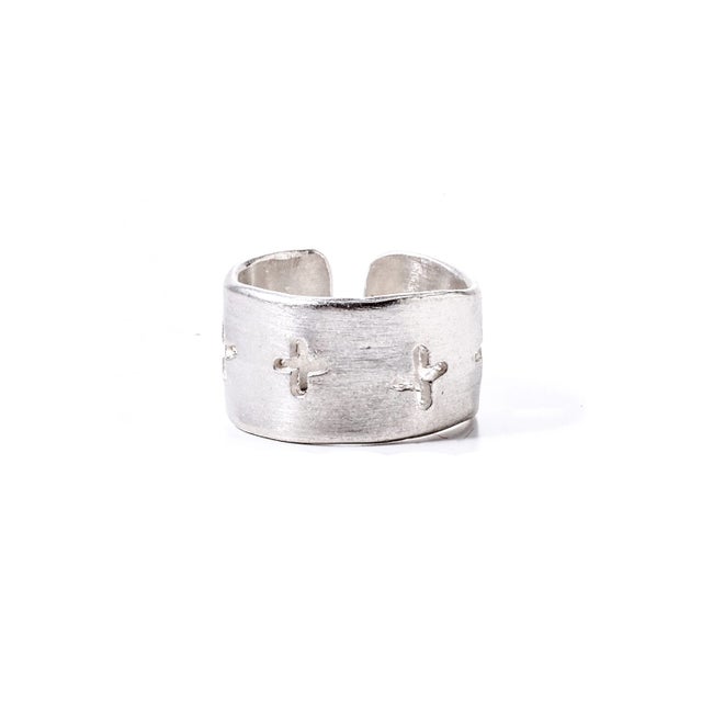 thick multiple cross cut ring （Silver）