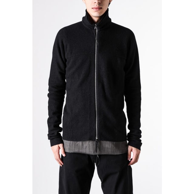 zipped tall collar shirt （BLACK）