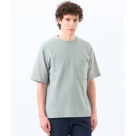 ニットコンビTシャツ ケーブルニット×ブロード （セージ）