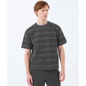 クルーネックTシャツ ポップコーンシャドーボーダー （チャコールグレー2）