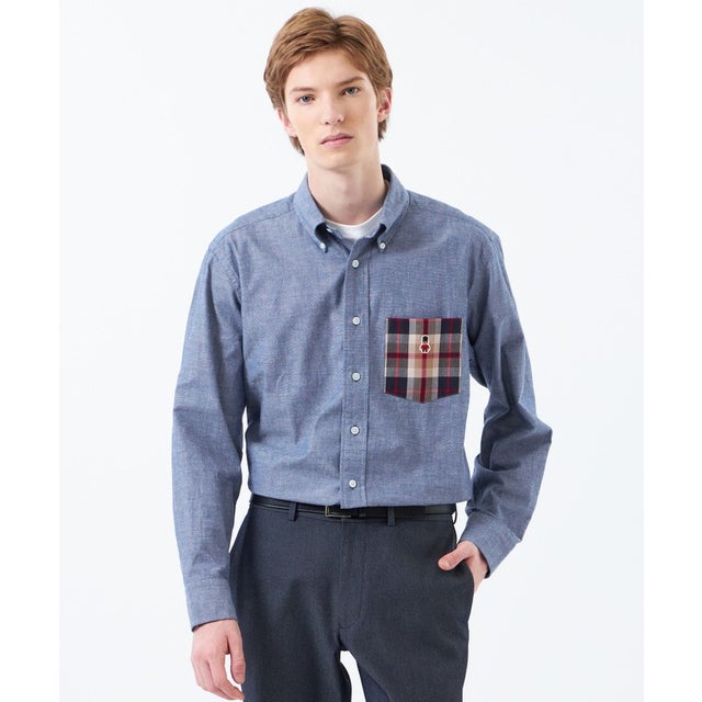 【WEB&一部店舗限定】BUCKINGHAM BEAR 半袖ボタンダウンシャツ （ネイビー）