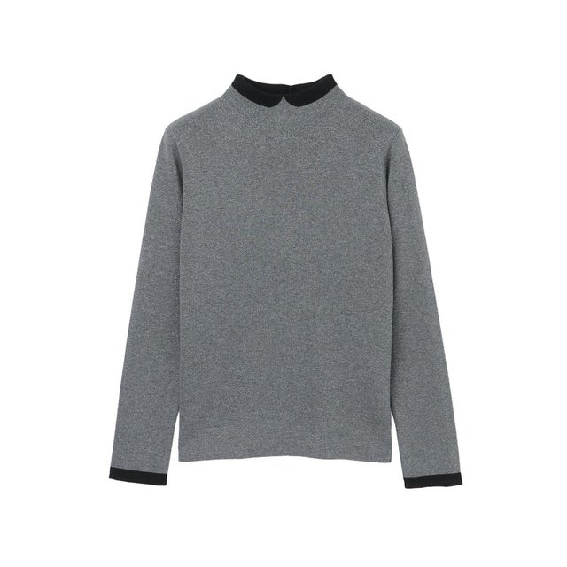 【Cleric Collar Knit(クレリックカラーニット)】グリッターニット （グレー）