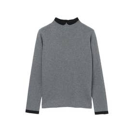 【Cleric Collar Knit(クレリックカラーニット)】グリッターニット （グレー）