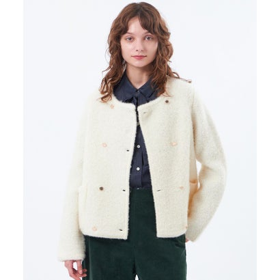 マッキントッシュ フィロソフィー MACKINTOSH PHILOSOPHY 【LEE11月号/蛯原友里さん着用】【HESSLE DOUBLE(ヘスルダブル)】ブークレーニットジャケット （ホワイト）｜詳細画像