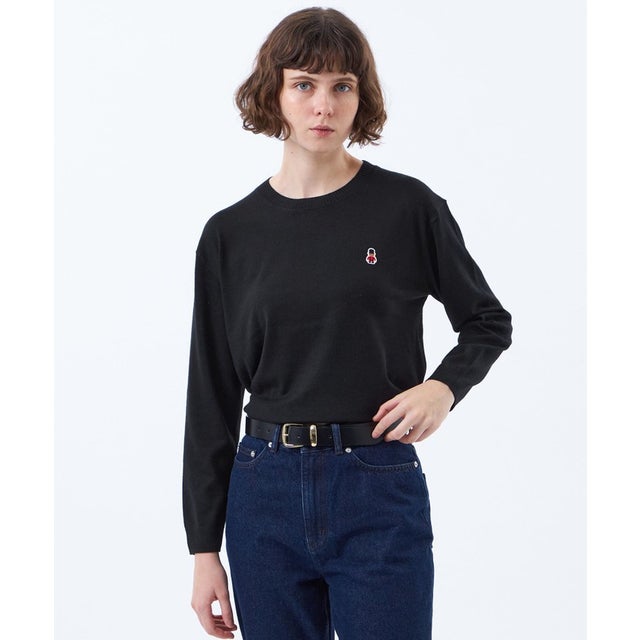 【WEB&一部店舗限定】バッキンガムベア ワッペンクルーネックニット （ブラック）