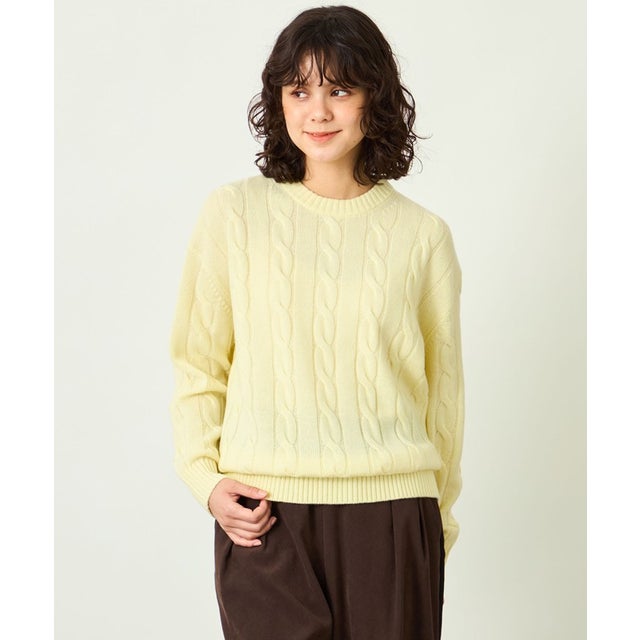 GREY LABEL ウールカシミヤケーブルニット （イエロー）