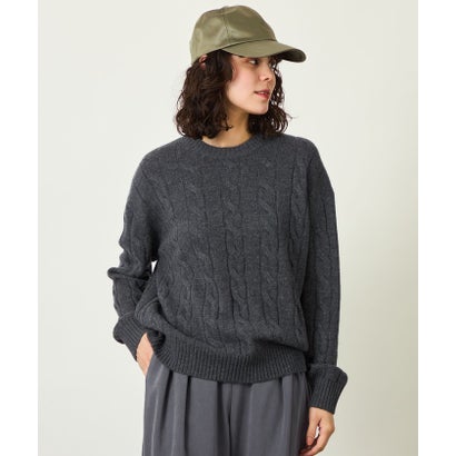 GREY LABEL ウールカシミヤケーブルニット （チャコールグレー）｜詳細画像