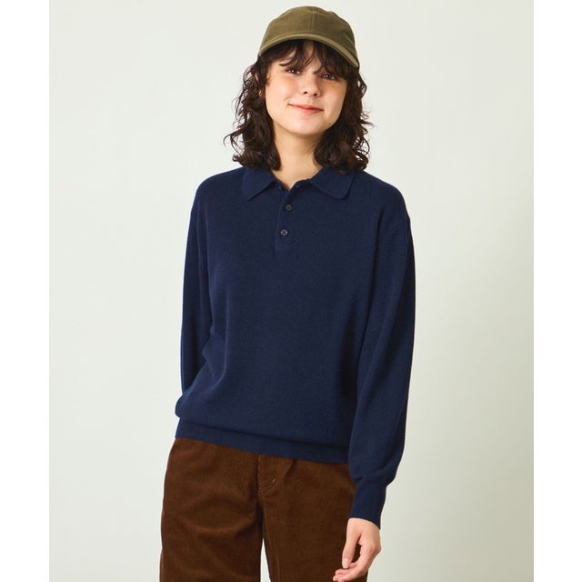 GREY LABEL ウールカシミヤ ポロニット （ネイビー）