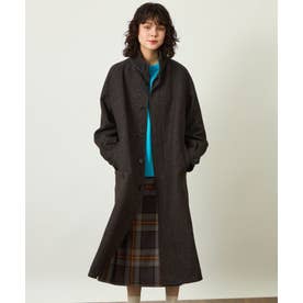 GREY LABEL シルクネップツイードスタンドカラーコート （ブラウン）