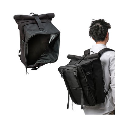 マスターピース スクアード リュック バックパック ロールトップ 19L B4 上部拡張 撥水 防水 日本製 master－piece 224100 （ブラック）｜詳細画像