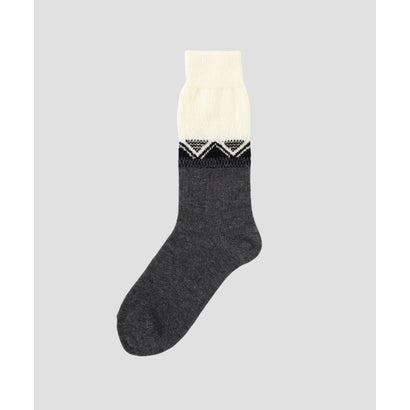 WOOL FAIRISLE SOCK （CHARCOAL3）｜詳細画像
