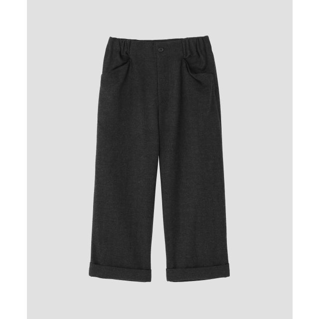 MILLED HERRINGBONE WOOL TROUSERS （DARK CHARCOAL4）