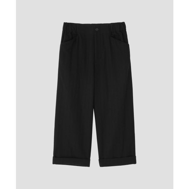 MILLED HERRINGBONE WOOL TROUSERS （BLACK）