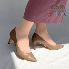 【 iCoN COLORS 】7.0cmヒール 痛くなりにくい 美脚 ポインテッドトゥ スムース カラーパンプス／C76533 （ダークグレージュ）