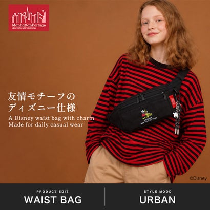 日本正規品 ウエストバッグ メンズ レディース ボディバッグ ブランド ミッキー バッグ 撥水 ディズニー 限定モデル MICKEY 26 ALLEYCAT WAIST BAG MP1101MIC26 （Black）｜詳細画像