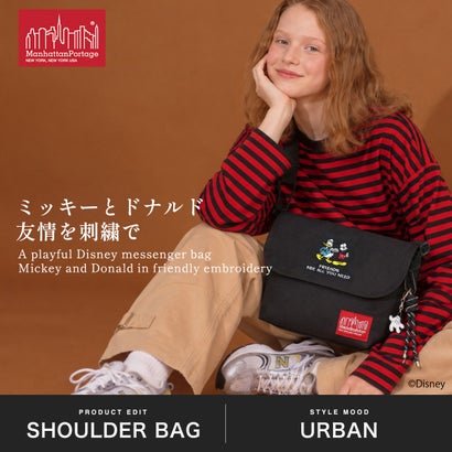 日本正規品 メッセンジャーバッグ メンズ レディース ミッキー ドナルド MICKEY 26 MP1603BPDMGNTMIC26MD （Black）｜詳細画像