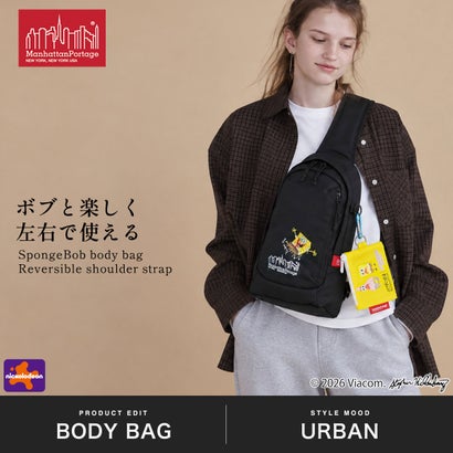 日本正規品 ボディバッグ スポンジボブ 限定モデル SPONGE BOB LITTLE ITALY CROSSBODY BAG CORDURA RIPSTOP POLYESTER MP1927SB （Black）｜詳細画像