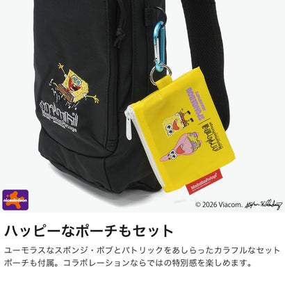 日本正規品 ボディバッグ スポンジボブ 限定モデル SPONGE BOB LITTLE ITALY CROSSBODY BAG CORDURA RIPSTOP POLYESTER MP1927SB （Black）｜詳細画像