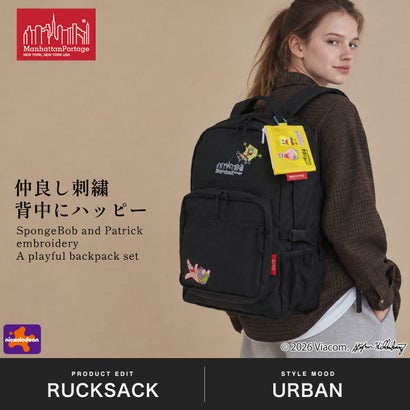 日本正規品 リュック メンズ レディース ブランド スポンジボブ 通勤 SPONGE BOB TOWNSEND BACKPACK CORDURA RIPSTOP POLYESTER MP2236SB （Black）｜詳細画像