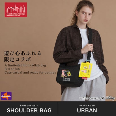 日本正規品 ショルダーバッグ メンズ レディース ブランド スポンジボブ SPONGE BOB DUET ACTION BAG CORDURA RIPSTOP POLYESTER MP2409SB （Black）｜詳細画像