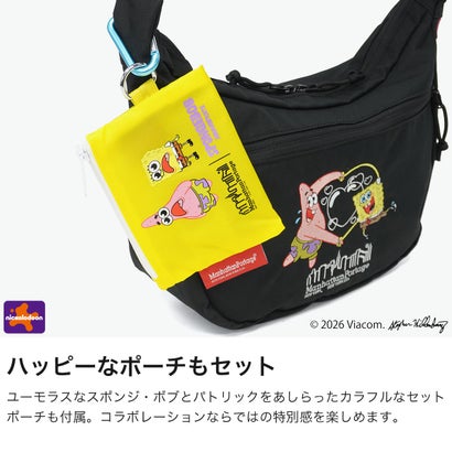 日本正規品 ショルダーバッグ メンズ レディース ブランド スポンジボブ SPONGE BOB DUET ACTION BAG CORDURA RIPSTOP POLYESTER MP2409SB （Black）｜詳細画像