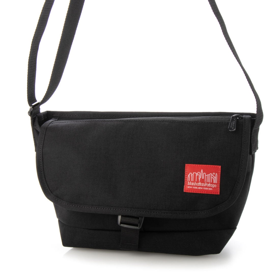 マンハッタンポーテージ Manhattan Portage Nylon Messenger Bag JRS Flap Zipper Pocket  （Black）